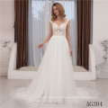 Customized lace women tulle embroidery beading white luxury wedding dress bridal gown